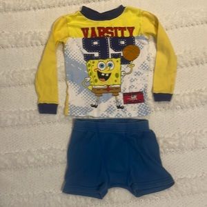 Y2K nickelodeon SpongeBob SquarePants pajamas PJ top varsity basketball size 4